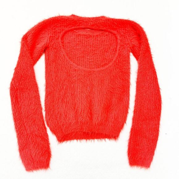 Zara Orange Back Cutout Long Sleeve Sweater Top Size Small - Picture 4 of 5